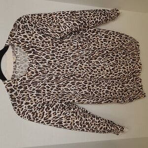 J CREW - 100% Cotton Sweater- Sz Med - Animal print (Cheetah) - LS